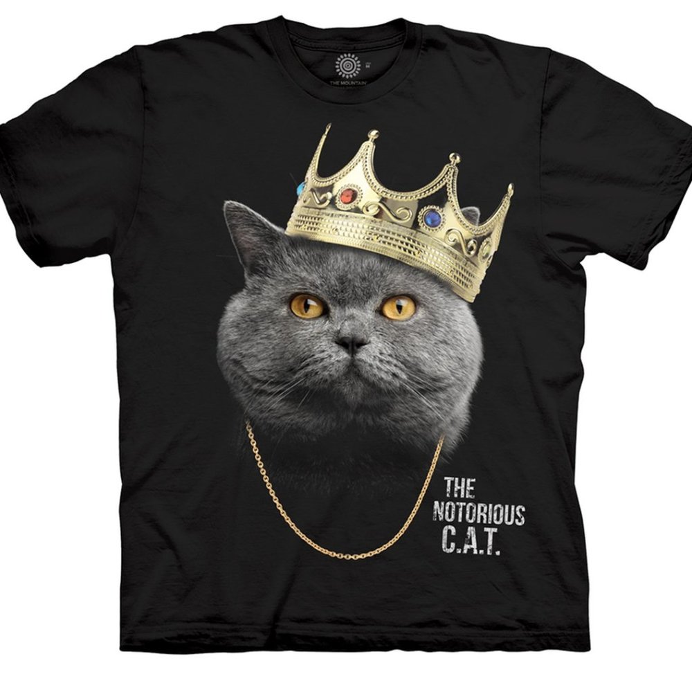Cats Kittens Kitty The Notorious Cat King Crown Rapper Biggie Black T-Shirt S-3X